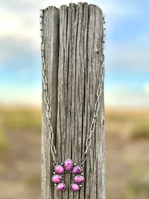 The Think Pink Silver Paperclip Chain Squash Necklace