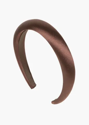 Tori Headband in Satin -- Espresso