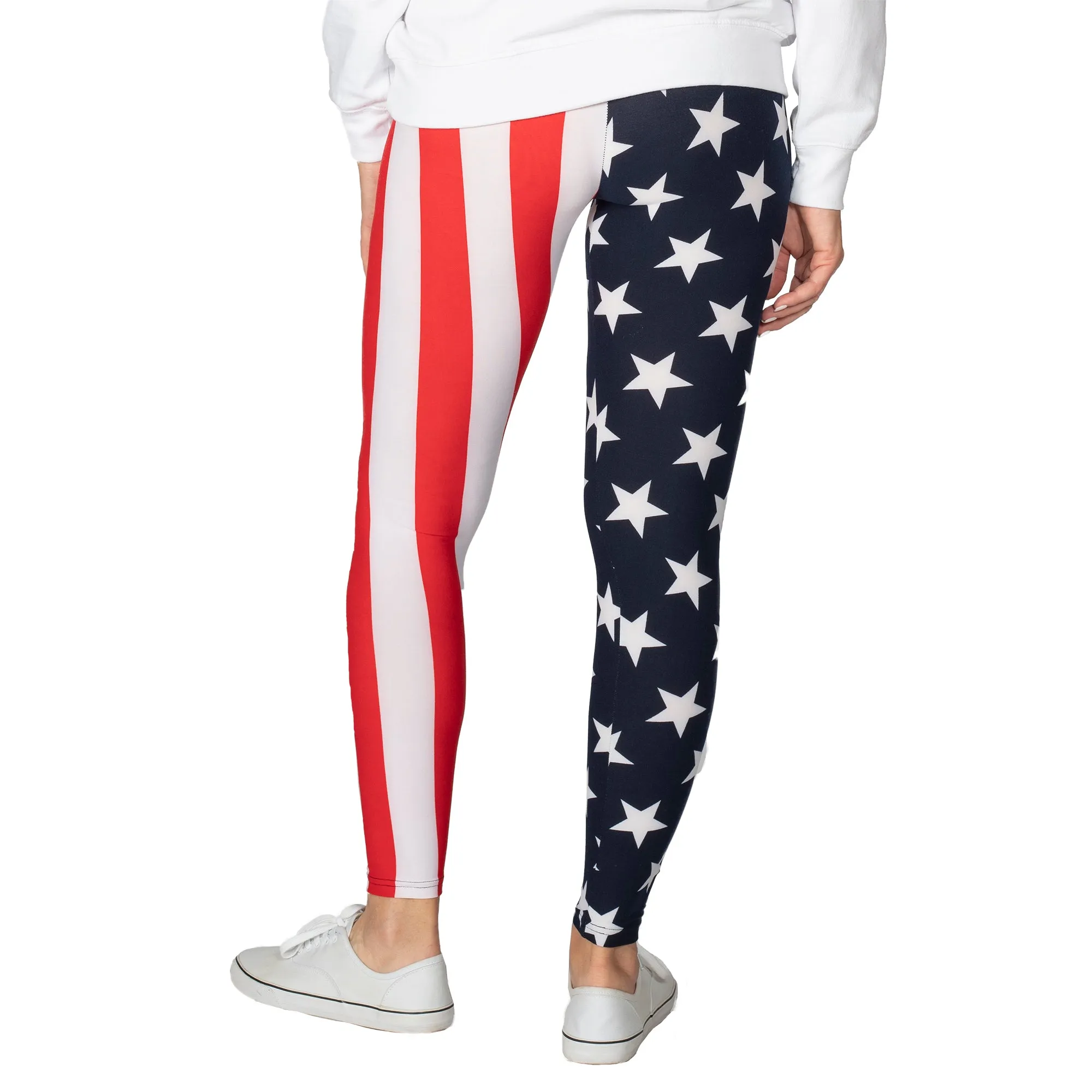 Women's American Flag Patriotic Leggings with Bracelet