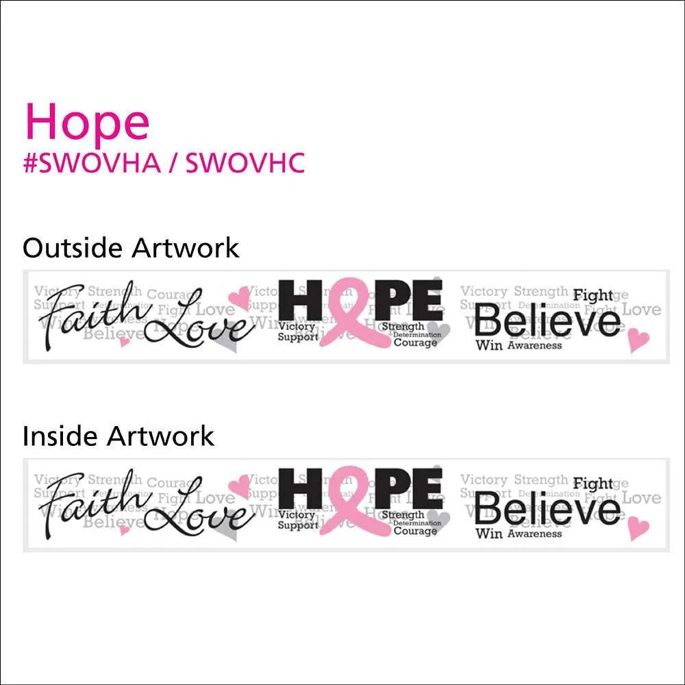 Woven Wristbands Polyester/Nylon 1" Full Color, Dual Sided, Hope Design - White (50/Pack)