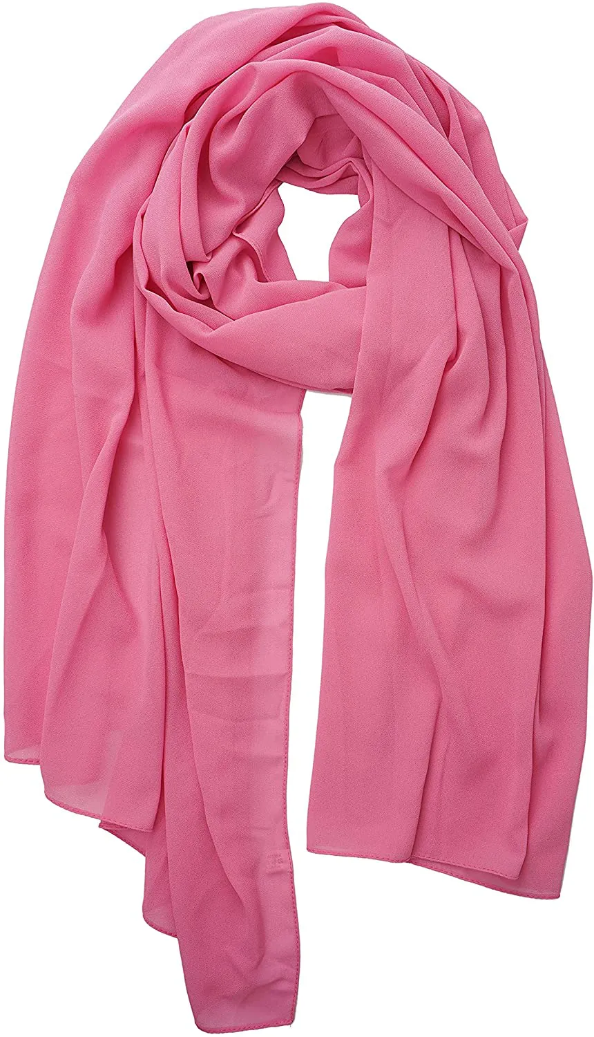 YOUR SMILE for Women Lightweight Breathable Solid Color Soft Chiffon Long Fashion Scarves Sun-Proof Shawls Wrap
