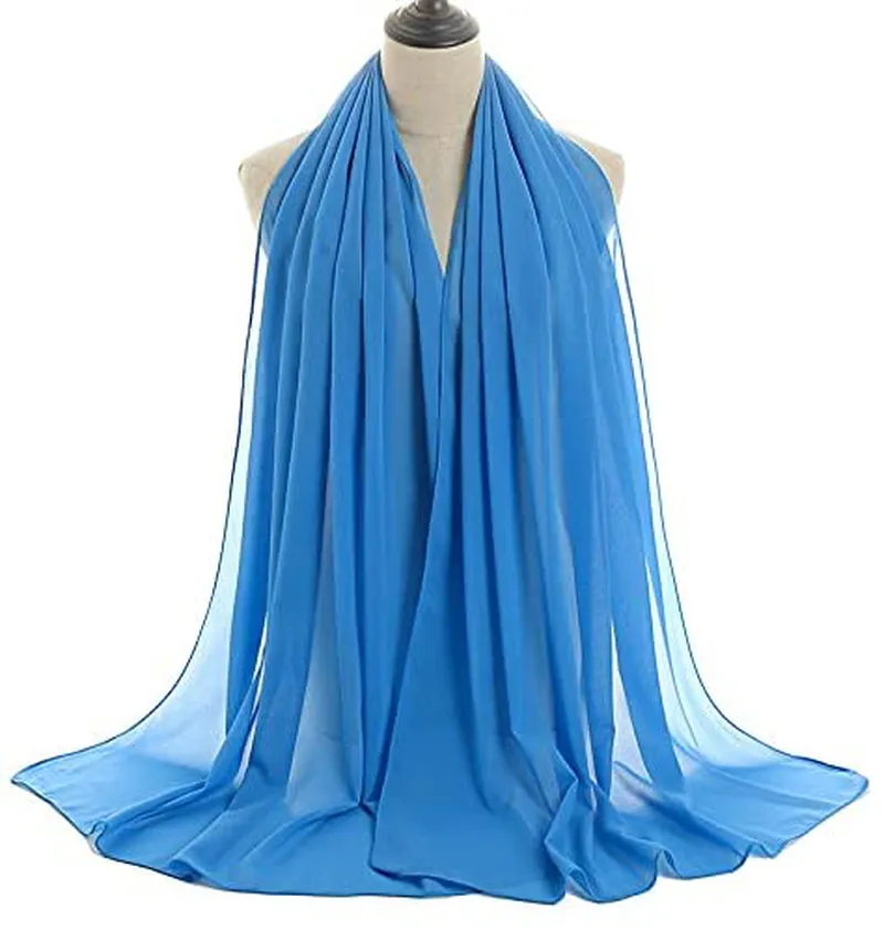 YOUR SMILE for Women Lightweight Breathable Solid Color Soft Chiffon Long Fashion Scarves Sun-Proof Shawls Wrap