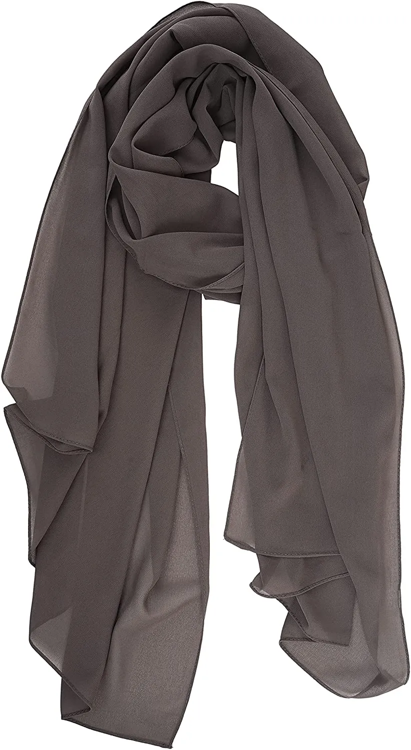 YOUR SMILE for Women Lightweight Breathable Solid Color Soft Chiffon Long Fashion Scarves Sun-Proof Shawls Wrap
