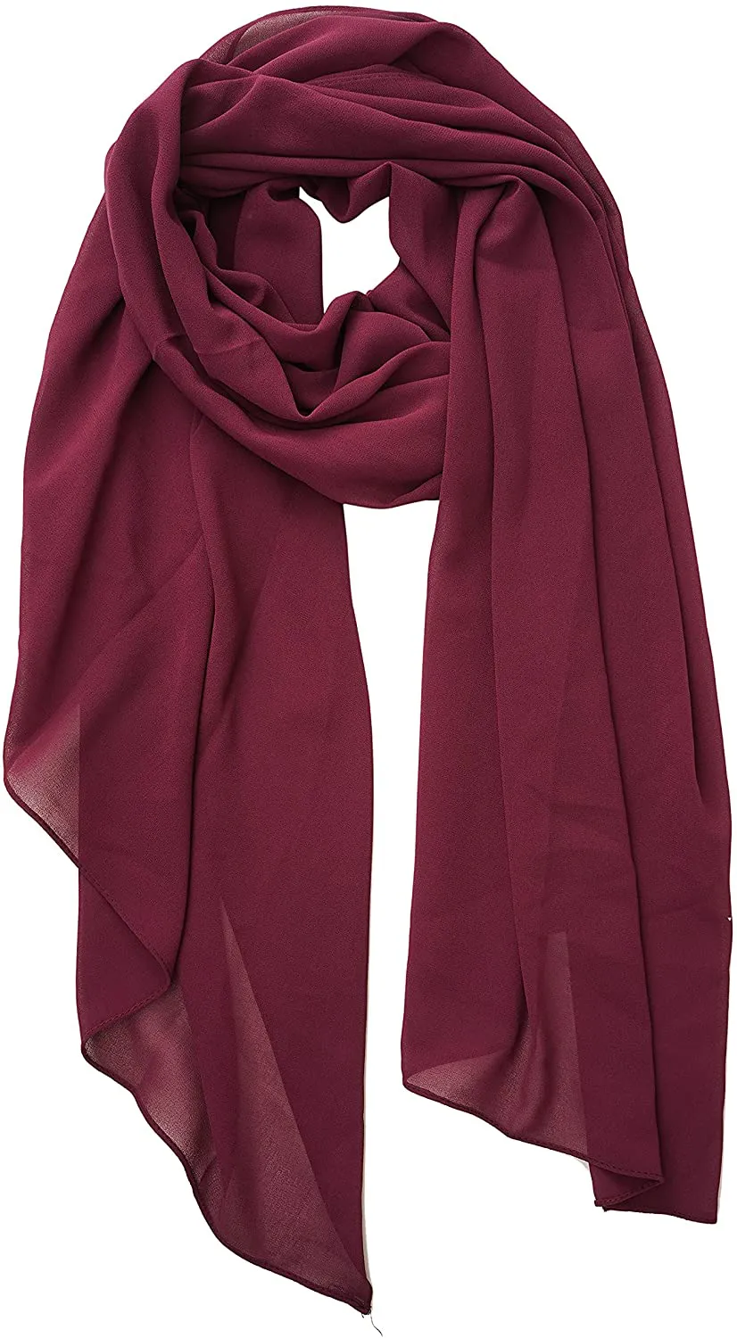 YOUR SMILE for Women Lightweight Breathable Solid Color Soft Chiffon Long Fashion Scarves Sun-Proof Shawls Wrap