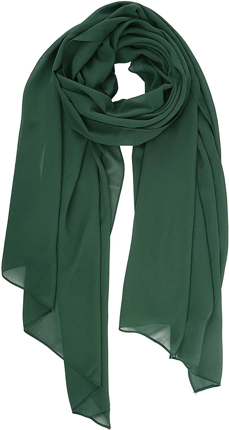 YOUR SMILE for Women Lightweight Breathable Solid Color Soft Chiffon Long Fashion Scarves Sun-Proof Shawls Wrap